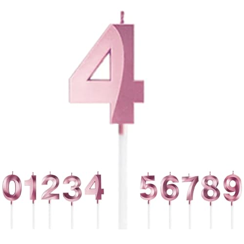 WFGKPXC バースデー ナンバー キャンドル ロウソク 誕生日 3Dシェイプバースデーケーキ ダイヤモンドキャンドル数字型 高級 ろうそく おしゃれ 記念日 ルウエディングパーティー卒業パーティー (ローズゴールド, 番号4)