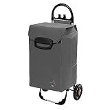 Einkaufstrolley XL Himy Einkaufsroller in grau mit 78L - Trolli Handwagen mit leisen Gummi Rädern bis 50kg inkl. Außentaschen