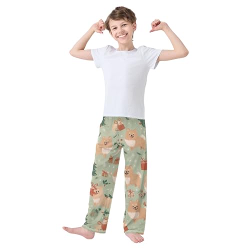 ZZXXB Pomeranian Pine Branch Boys Long Pants Soft Trousers Elastic Waist Kids Lounge Bottoms with Pockets S-XL3
