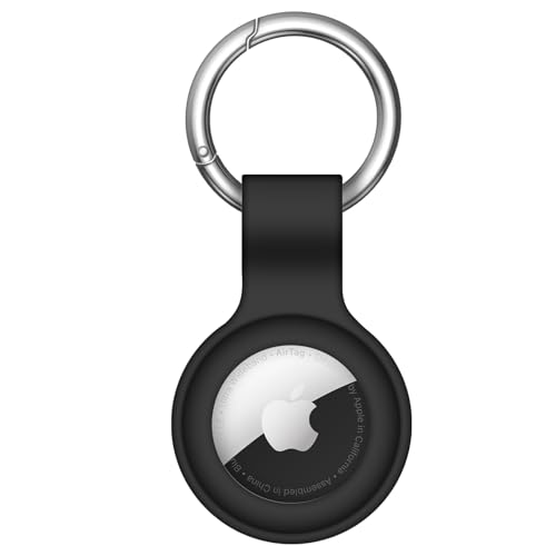Compatible with AirTag Case Keychain Air Tag Holder Silicone AirTags Key Ring Cases Tags Chain Apple AirTag GPS Item Finders Accessories，Black