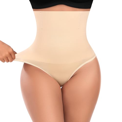 Image of Werena Tummy Control Thong Shapewear for Women High Waisted Body Shaper Panties Shaping Thong Girdle Underwear