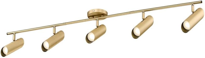 femila 44" adjustable led track light - 4000k gold ceiling track lighting fixture, 350 degree rotatable | modern kitchen track lights | versatile led track lighting kit, 4fs79tl-5 bg skylark, brass gold 44", 5-light