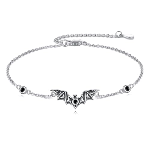 URONE Bat/Cat Bracelet 925 Sterling Silver Animals Bracelet Bat/Cat Jewelry Gifts for Women