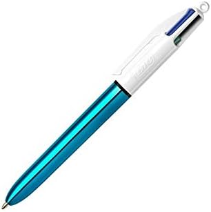 BIC - 1 pen 4 colours shine white/metallic blue barrel 4 classic colours