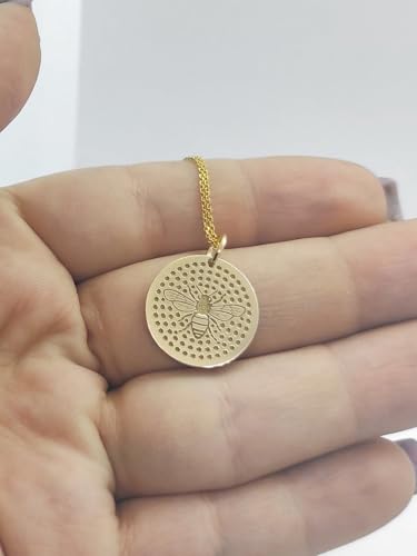 Collier pendentif pièce abeille en argent plaqué or élégant - 3