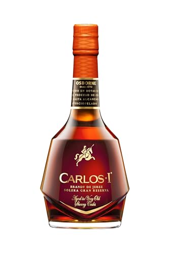CARLOS I Brandy aus Jerez Solera Gran Reserva | Hergestellt aus Trauben nach dem Criadera- und Solera-Verfahren und gereift in alten Jerez-Fässern. Alkoholgehalt: 40 %. Flasche: 70 cl.