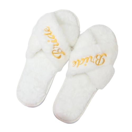 Kfwfuaee 2 zapatillas de novia ligeras sueltas zapatos de dama de honor creativos de moda para damas de honor y solteras, Bride White, Talla única