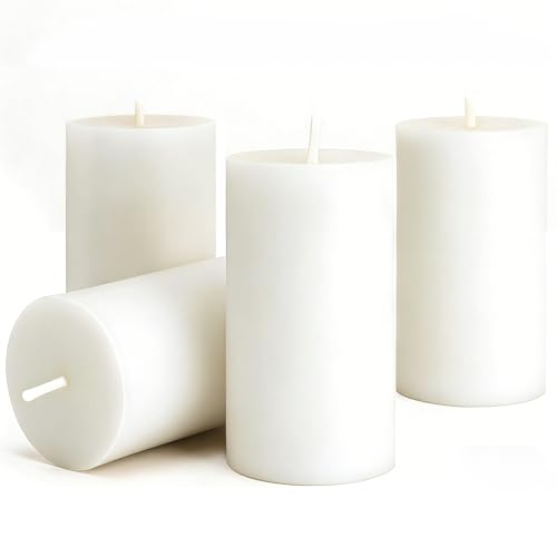 Citronella Candles Outdoor - Set of 4 Citronella Pillar Candles for Patio Summer Outdoor Candles Bulk for Home Soy Wax Candle for Garden Camping Party Yard Balcony Wedding Decoration Candle for Home