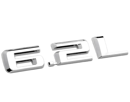 Image of Hood Body Style Emblems 3D Badge Decals Fits for 2019-2021 6.2L 2pcs (Silver)