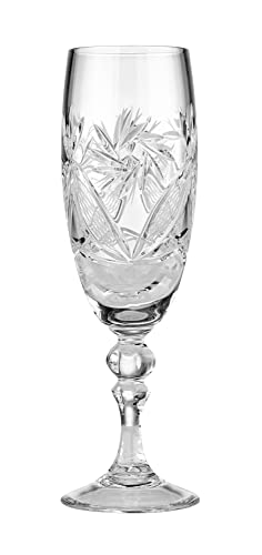 Neman 6 Russian Cut Crystal Champagne Glasses On A Stem 200Ml/6.8Oz Hand Made #TOP1