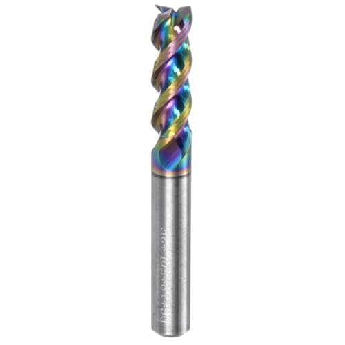 uxcell Carbide Square End Mill, 6mm Diameter Diamond-Like Carbon Coated 3 Flutes Milling Bit Cutter, for Aluminum Copper Non-Ferrous Metal, 6mm Shank 18mm Cut Length 50mm Long HRC50