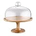 YuuHeeER - Alzata per torte con cupola in vetro, base in legno e coperchio per insalata, piccolo