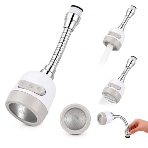 PARENCE - Extension de Robinet 360° Flexible – Aérateur de Robinet Cuisine M22, 2 Modes Jet & Douche, Économiseur d’Eau Chromé, Pivotant, Anti-Éclaboussures, Compatible Évier Cuisine et Salle de Bain