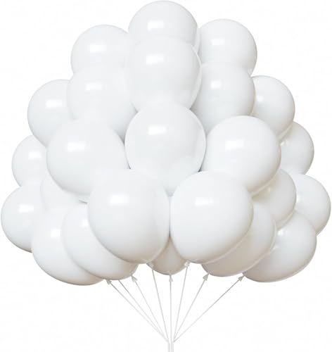 Image of White Balloons 50 pcs 12 Inch Matte White Latex Balloons for Wedding Bridal Engagement Baby Shower Gender Reveal Easter Anniversary Birthday Christmas Party Decorations