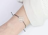  Textil-Armband Kleeblatt 925 Silber