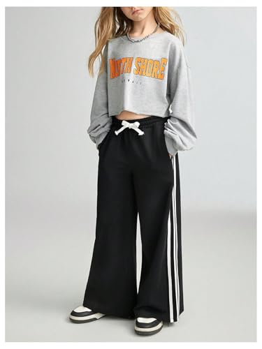 Floerns Girl's Drawstring Waist Striped Side Loose Athletic Sweatpants with Pocket3