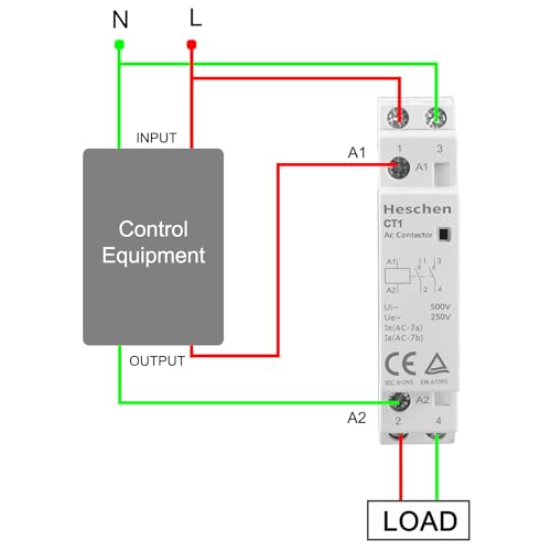 Heschen Household AC Contactor, CT1-25, 2-Pole Two Normally Open, AC 220V/230V Coil Voltage, 35mm DIN Rail Mount