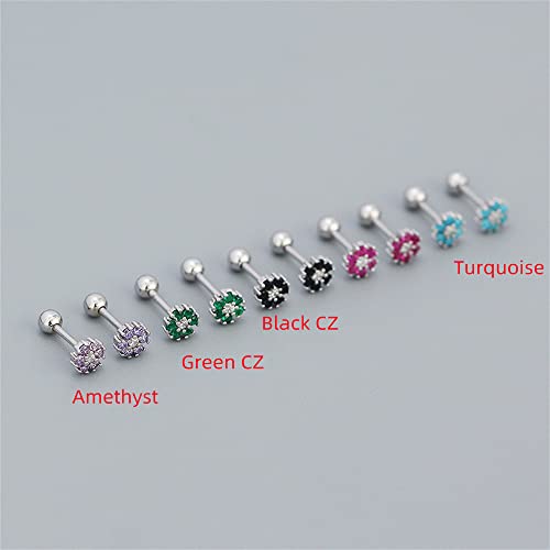 18G Tiny CZ Flower Ball Cartilage Stud Earrings 925 Sterling Silver for Women Girls Hypoallergenic for Sensitive Piercing Ear Cute Small Crystal Snowflake Studs Screw Back Tragus Post Dainty Jewelry4