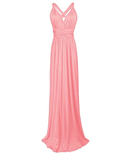 Image of Sexyshine Women's Backless Gown Dress Convertible Multi-Way Wrap Halter Cocktail Dress Bandage Bridesmaid Long Dresses