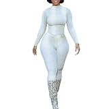 YOUFE Womens Two Piece Set Long Sleeve High Neck Top Bodycon Leopard Print Pants Set Party Club Outfits Streetwear