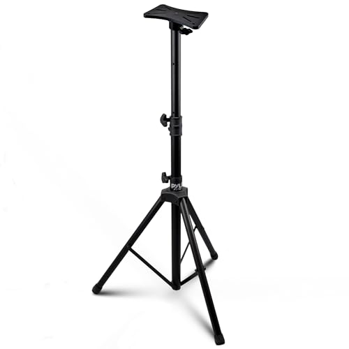 Universal Speaker Stand Mount Holder - Heavy Duty Rubber Capped Tripod w/ Adjustable Height from 59.1” to 82.7” Locking Safety PIN & 35mm Compatible Insert On-Stage or In-Studio Use - Pyle PSTND1