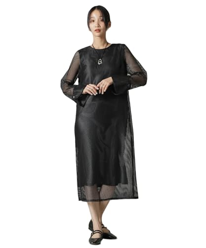 [ナノ・ユニバース] スクエア レース ワンピース レディース F 010 ブラック 673-5119308