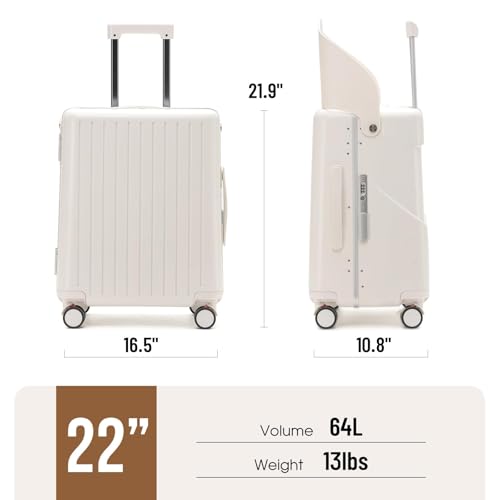 22'' Hardside Ride-On Suitcase with Seat for Kids & Adults – Travel Luggage with 360° Spinner Wheels, Lockable TSA Lock & Seat Belts, Foldable Stool for Airport Waiting