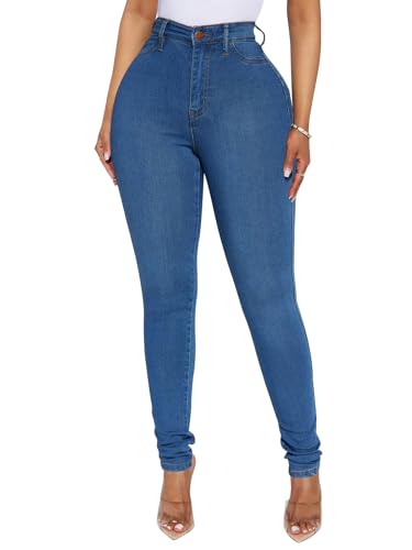 KUNMI Womens Classic High Waisted Skinny Stretch Butt Lifting Jeans