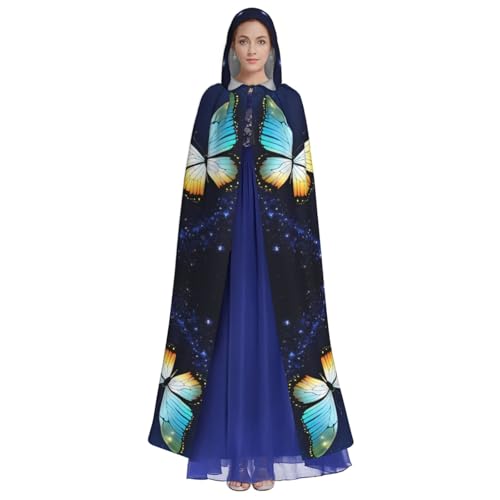 Cape à capuche imprimé papillon médiéval pour fête et Halloween - 3