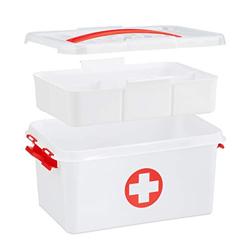 Relaxdays Medicijnbox, inlegvakken, EHBO-box voor het bewaren van medicijnen, kunststof, h x b x d: 21 x 30 x 14,5 cm… - Image 7