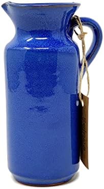 Verano Spanish Ceramics Selena Glaze Hand Dipped Decorative Tall Rustic Bottle Jug - New Home Decor Kitchen Restaurant Cafe Dining Table Vase Serving Cream Milk Water Juice Pourer - 18cm Yellow