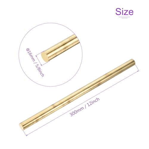 DMiotech 16mm x 300mm Messingstangen, Massiver runder Messingstab für DIY-Handwerk Messing-Schweißstangen Drehbankstangen für Durchschläge Wellen Modellflugzeug Schiff Auto