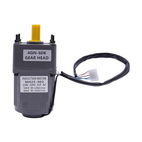 AC Gear Motor Variable Speed Controller Gear Motor Electric Motor 90-1350RPM AC Geared Motor Mini Gearbox Electric Motor High Torque Speed Reduction 220V 25W Geared Motor