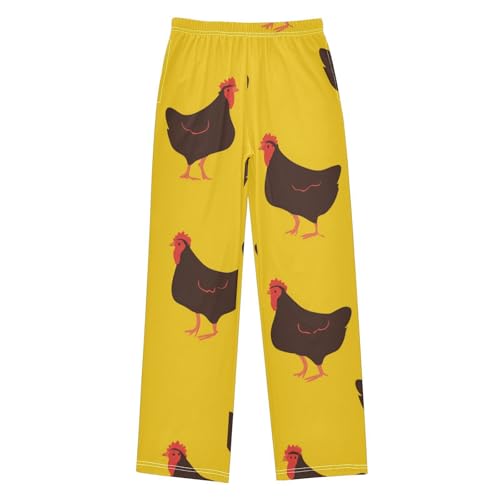 ZZXXB Roosters Pattern Boys Long Pants Soft Trousers Elastic Waist Kids Lounge Bottoms with Pockets S-XL