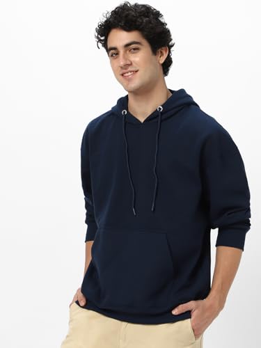 Image of Urbano Fashion Men's Cotton Solid Oversized Hooded Neck Sweatshirt