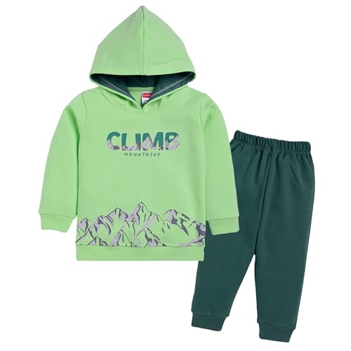 Image of LuvLap Baby Boys Full Sleeve Hooded Sweatshirt & Pyjama Set