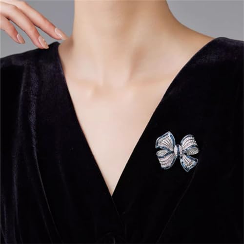 Rhinestone Bow Collar Brooch Crystal Bow Brooch Pin Vintage Blue Sparkling lapel Pin Crystal Collar Pin Ribbon Bow Brooch Badge Clothing Accessory Women's Jewelry Gift3