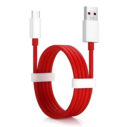 XYKOS 80W Supervooc USB to Type C Data Sync Fast Charging Charger Cable for Oneplus 15,15r,13s,13,13r,12,12r,11,11r,10r, 10t,10,10pro,Nord 5/4/3/2,Ce,Ce5,Ce4 lite/Ce3/Ce2,Open, Dash, Red