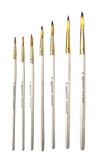 Image of amazon basics 7pc Artist Paintbrush Set for Acrylic,Watercolor & Gouache Painting for Beginners and Professionals (Round)