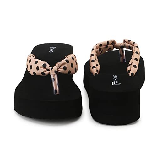 Image of ROKKS Woman's Fashionable Mid-Heel Sandals Flip-Flops Regular Wear Comfortable Slipper for Girls / Ladies(AE-Heel-031)