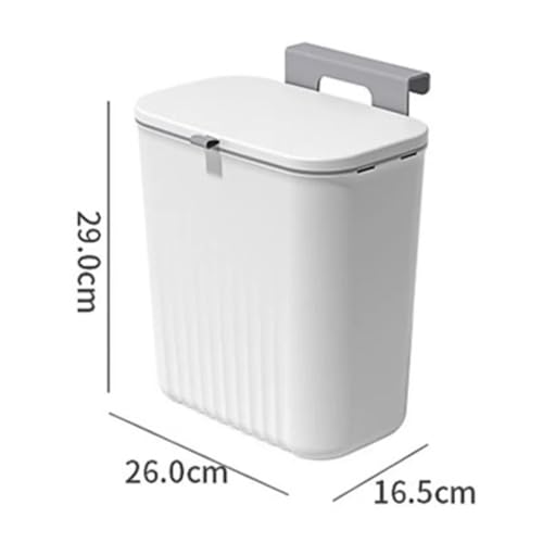lskdnrufh Trash Can Hanging Trash Can with Lid, 2.4 Gallon Kitchen Compost Bin for Countertop or Under Sink, Slim Wall Mounted Trash Can for Cupboard/Bathroom/Bedroom Trash Bin - Image 2