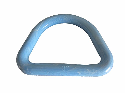 3 inch Dee Shaped Plastic Macrame Craft Ring, Set of 10 Rings (Baby Blue Marble)