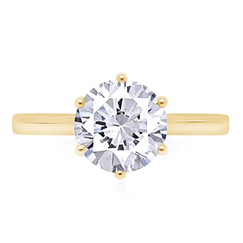SAVEARTH DIAMONDS 1 1/5 Cttw 7MM Round Cut Lab Created Moissanite Diamond Solitaire Engagement Ring For Women In 14K Gold Over Sterling Silver(VVS1 Clarity, 1.20 Cttw)2