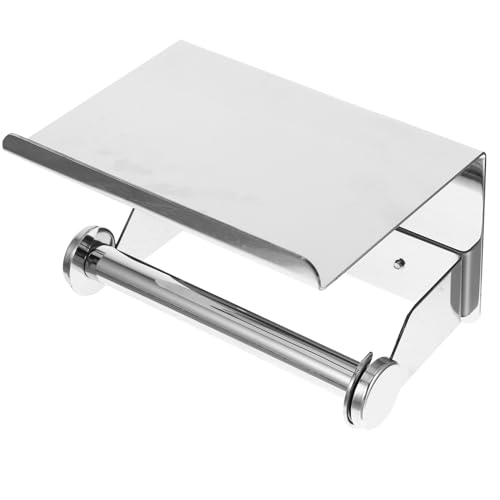 Abaodam ステンレス製トイレットペーパーホルダーラック 棚付き壁掛けプ 防錆仕様 トイレ収納に バスルーム用多機能ペーパーホルダー