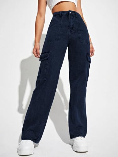 Image of CHKOKKO Women High Rise Denim Solid Regular Fit Jeans
