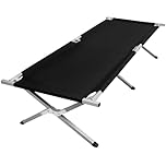 Sensch Military Camping Cot,Portable Folding Bed for Sleeping with Carry Bag,Outdoor Camping Bed for Adults Traveling,Hiking,Office Nap,Easy to Set up,Support 330 Lbs (Black)