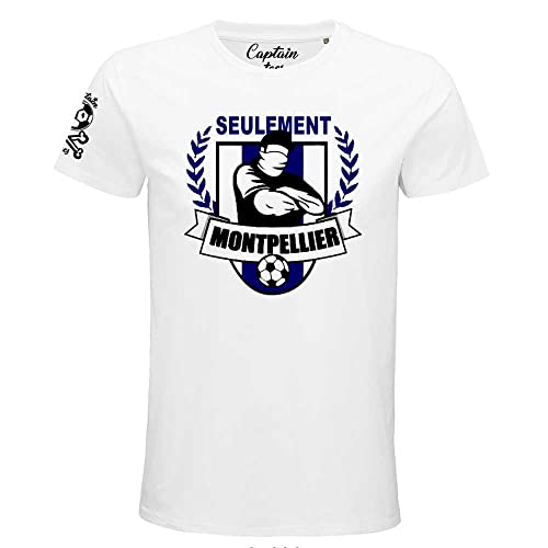 Seulement Montpellier | T-Shirt Foot 100% Coton Bio | idée Cadeau Football Originale pour Supporter du MHSC (XL)