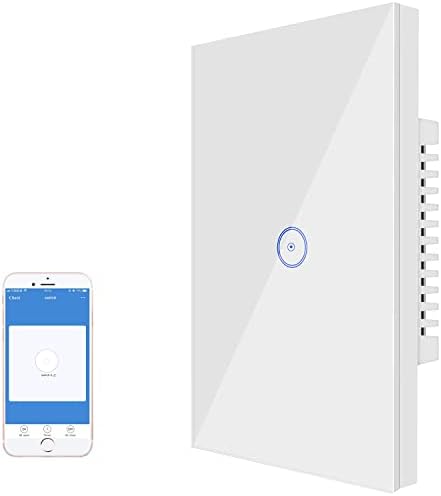 Jinvoo Smart Light Switch, ZigBee Light Switch, Touch Smart Wall Switch Needs Neutral Wire, ZigBee Glass Panel Light Switch Works with Smart Life/Tuya App, Alexa、Google Assistant (1 Way, White)