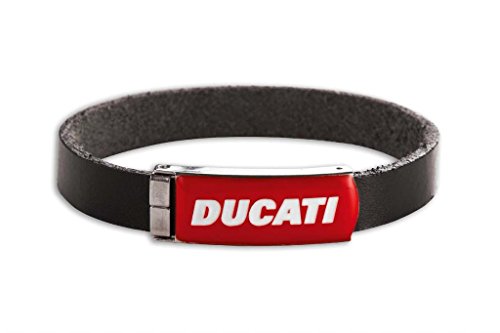 Ducati Men's Company Logo Leather Wrist Band One Size Black/Red