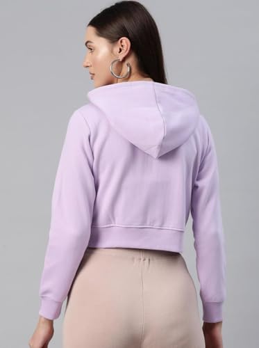 Image of Rabboni Women's Crop Fleece Hoodie Jacket | Full Sleeve Zip-Up Hooded Sweatshirt for Women & Girls | Soft Warm Casual Winter Wear Crop Hoodie